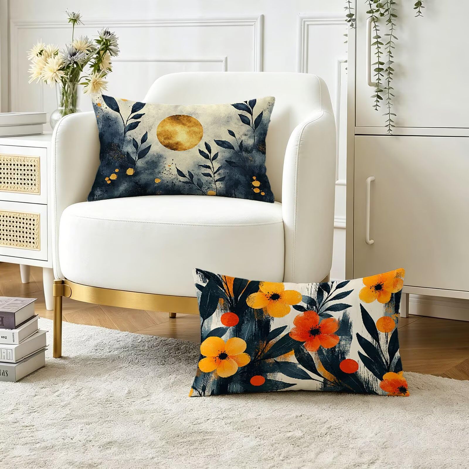 Coussin extérieur imperméable 50x70 lot de 2 taies de canapé jaune