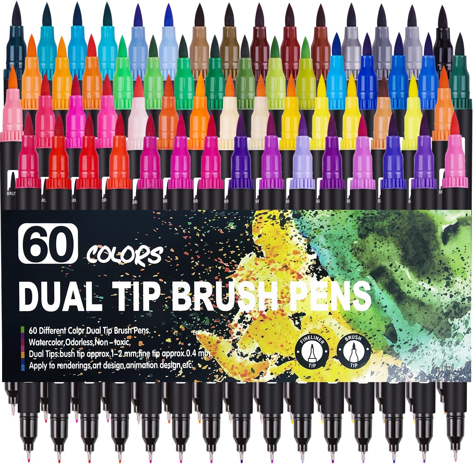 Pennarelli Doppia Punta 60 Colori - Brush Pen Per Lettering, Disegno, Mandala E Acquerello - Foto 10