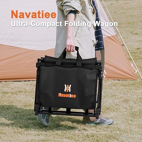 Miniatura 2 de Navatiee Wagon Cart Heavy Duty Foldable, Collapsible Wagon with Smallest Folding Design, Utility Grocery Wagon for Camping Shopping Sports