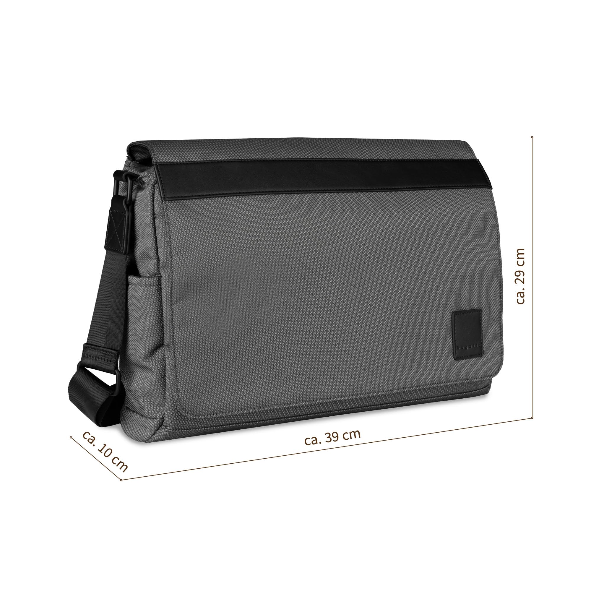 bugatti Domani 2.0 borsa messenger 13" con scomparto per laptop, borsa a tracolla unisex con dettagli in similpelle, grigia