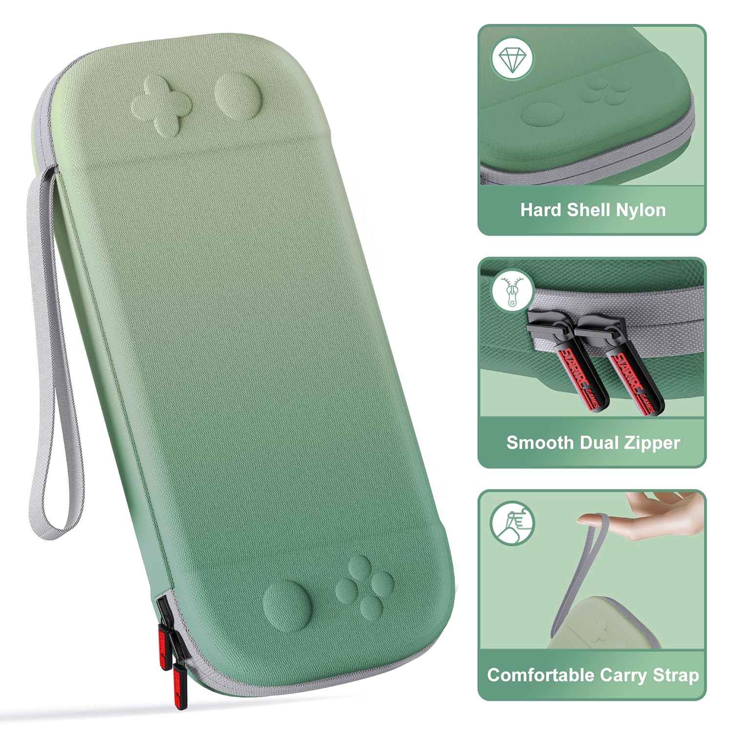 STARTRC GAMES Slim Carrying Case for Nintendo Switch 2 2025, Hard Shell Travel Case with 12 Game Card Slots, Portable Carry Bag for Switch 2 Console Green - Image 5