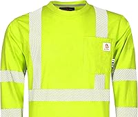 Vista 5 de BOCOMAL FR Tee Shirts High Visibility/Hi Vis Flame Resistant/Fire Retardant Shirt 7oz Reflective Hombres Seguridad Camisas