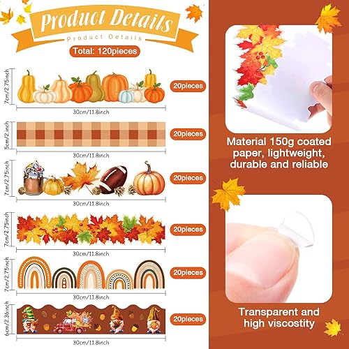 Miniatura 2 de Containlol Bordes de tablero de anuncios de Navidad, invierno y otoño, de 118 pies, borde troquelado, borde festoneado para el aula de Navidad,