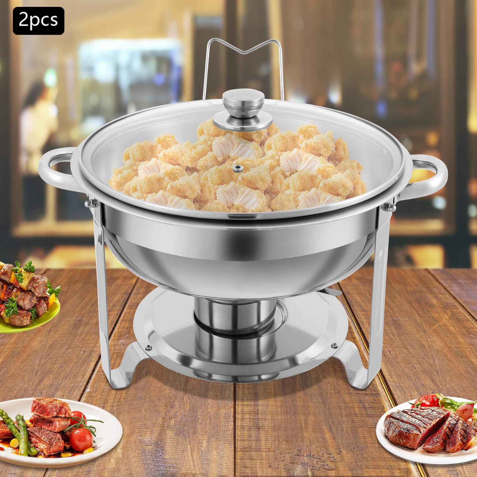 2 scaldavivande Buffetware Chafing Dish Argento con funzione di mantenimento del caldo adatto per buffet feste e alberghi