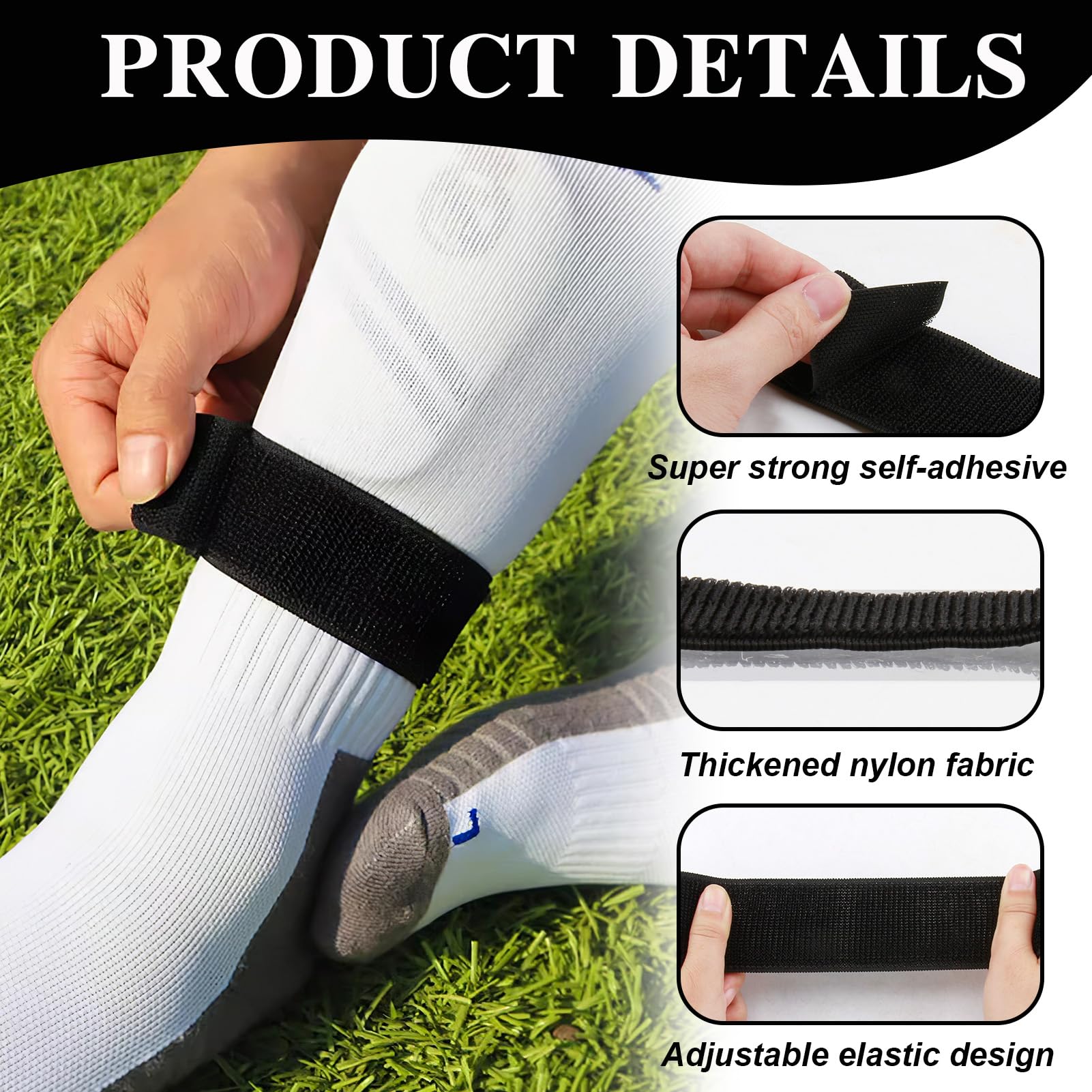 4 Cinturini Reggiparastinchi Calcio - Nylon Regolabile Per Adulti E Bambini - Foto 8