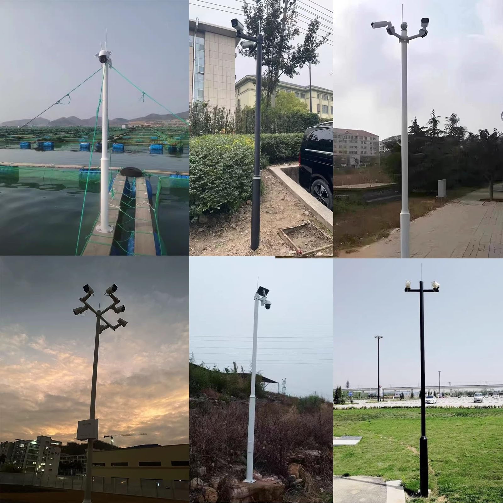 Generisch CCTV-Sicherheitsstangen, Metall-Überwachungskamerastange mit Montagehalterung, Schwarze Überwachungsstange für Wohn- und Fabrikgebrauch, Höhe 350 cm/11,4 Fuß