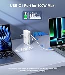 300W USB C Bloc de recharge rapide, mis à niveau 10-Port Hub de la station de recharge rapide,PD 100W 65W 45W 25W 20W Adaptateur d'alimentation de chargeur pour ordinateur portable MacBook Pro/Air,DELL,Deck à vapeur,iPhone 17/16,Galaxy S25/24