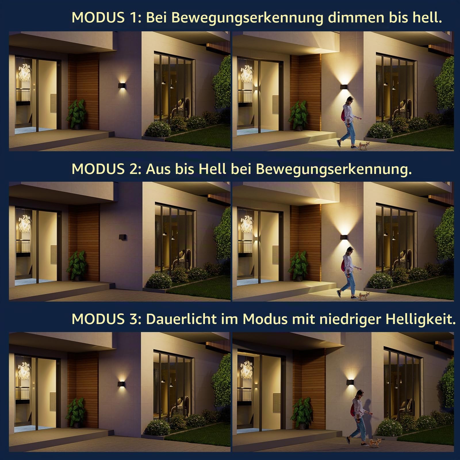 T-SUN Solar Wandleuchte Aussen mit Bewegungsmelder, 3000K Warmweiß, 4 Stück | IP65 Wasserdicht Solar Wandlampe,LED Solarlampen für Außen,3 Modi,Auf und ab Einstellbarer Lichtstrahl,für Garten Zaun Balkon