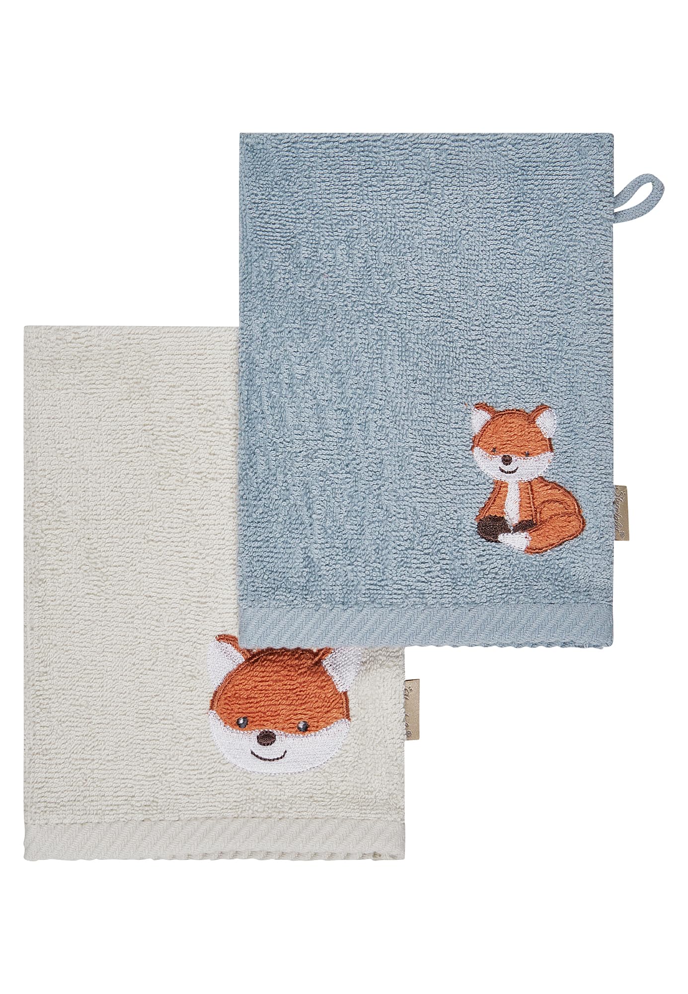 Sterntaler Multipack Frottee Fuchs Filou Set, Kapuzenbadetuch 100x100 cm, 2 Kinderhandtücher und 2 Waschlappen, saugfähige Baumwolle, weich & hautfreundlich, graublau
