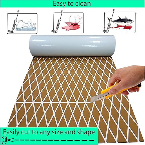 Miniatura 8 de Suelo de lancha de espuma EVA, para cubierta de lancha, autoadhesivo, de teca sintética, tapete antideslizante para cubierta de lancha, yate, lancha