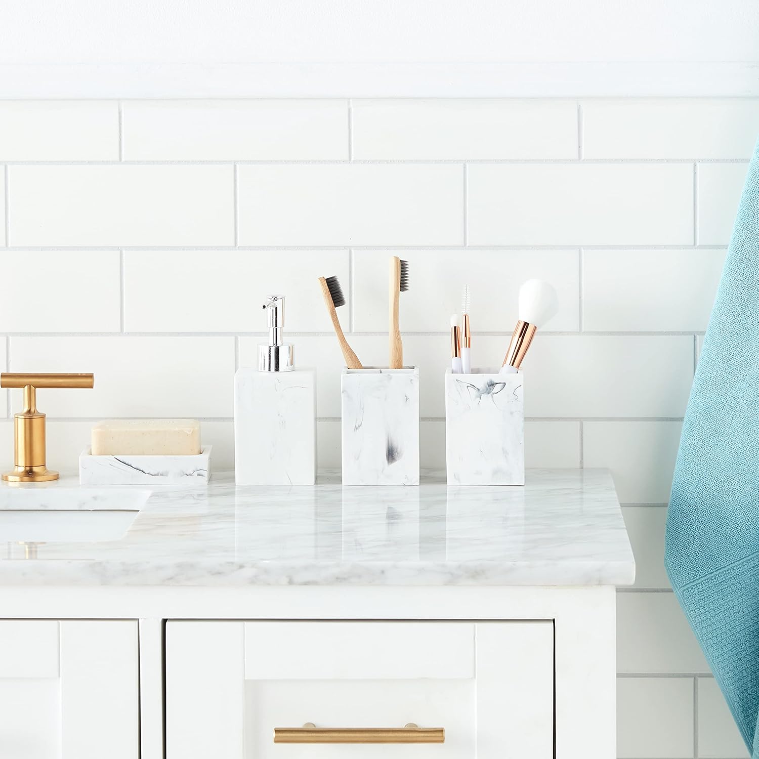 Sweet Home Collection Bathroom Accessories Collection Unique Decorative Beautiful Designs Bath Décor, 4 Piece Set, Plaza(Pack of 1)