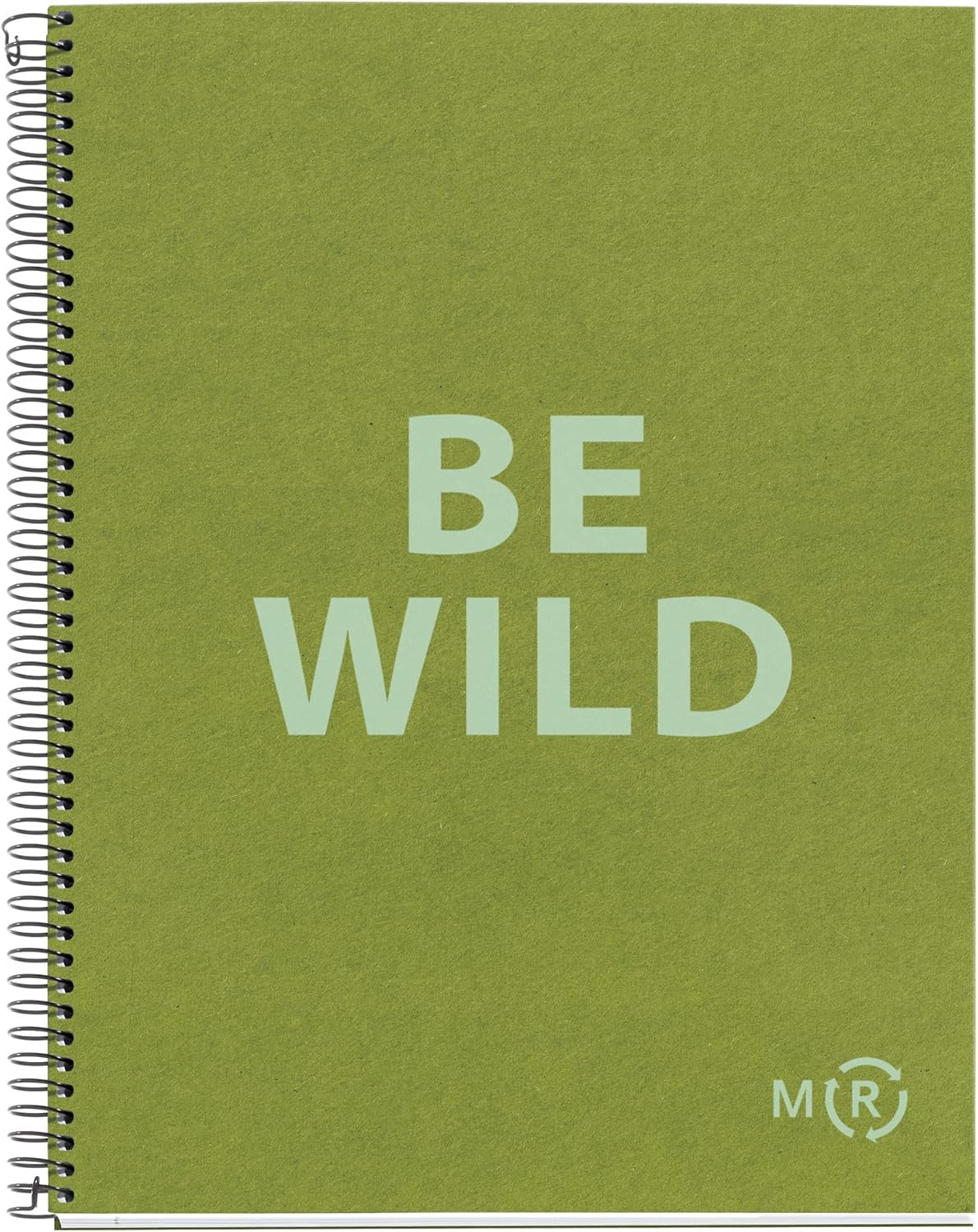 Miquelrius - Be Eco A4 Notebook, 80 Sheets 90gsm 7mm Horizontal Lines, 1 Colour Strip, Hardback Cover, Olive Green Messages