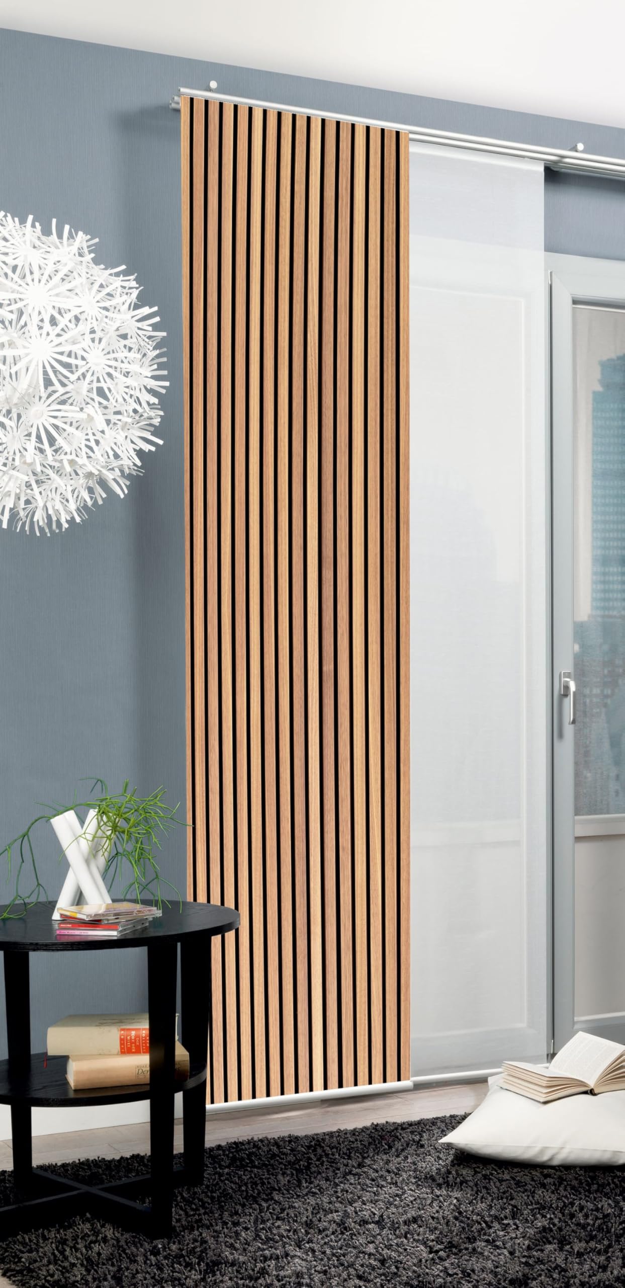 Schiebegardine PANILO, Seidenoptik, Blickdicht, 245x60 cm, Paneele, Farbe:braun, Größe:245 x 60 cm, Anzahl:1x