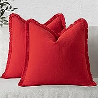 Vista 25 de MIULEE Juego de 2 fundas de almohada bohemias de lino neutro, fundas de cojín decorativas con flecos para sofá, cama, sala de estar, decoración