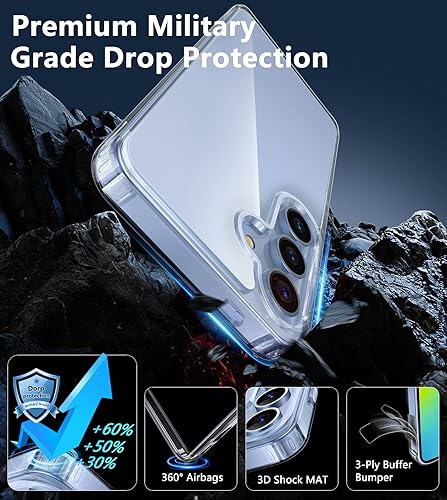 Miniatura 8 de FNTCASE Funda para Samsung Galaxy S24 Soporte de carga magnética transparente anti amarillamiento a prueba de golpes Funda protectora para teléfono