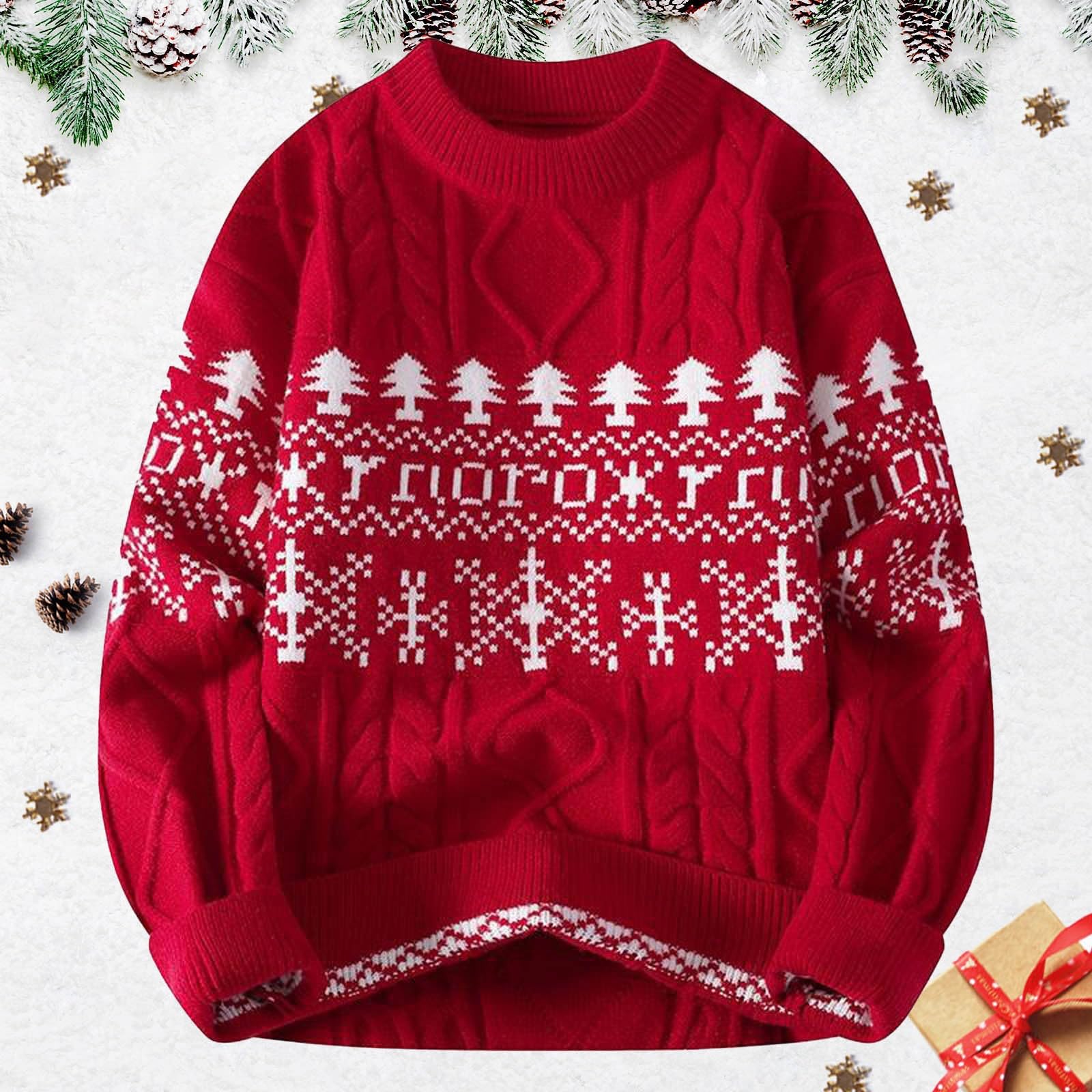 Maglioni Natale, Maglia Natalizia Uomo Maglione Brutto di Natale Cotone Maglione Uomo Invernale Natalizio Girocollo Maglione Lungo Inverno Maglioni Natale per Coppia Ugly Christmas Sweater