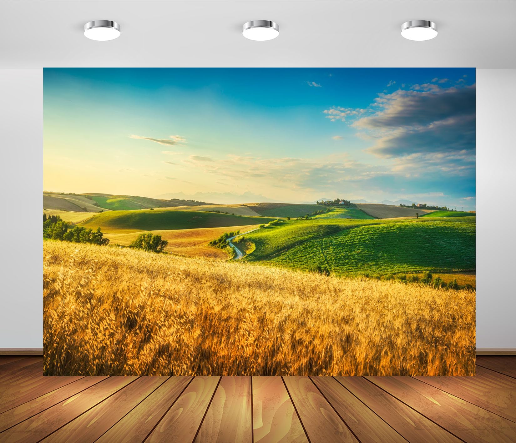 10x6.5FT (3x2m) Colline Verdi E Campi Di Grano Sfondo Fotografico