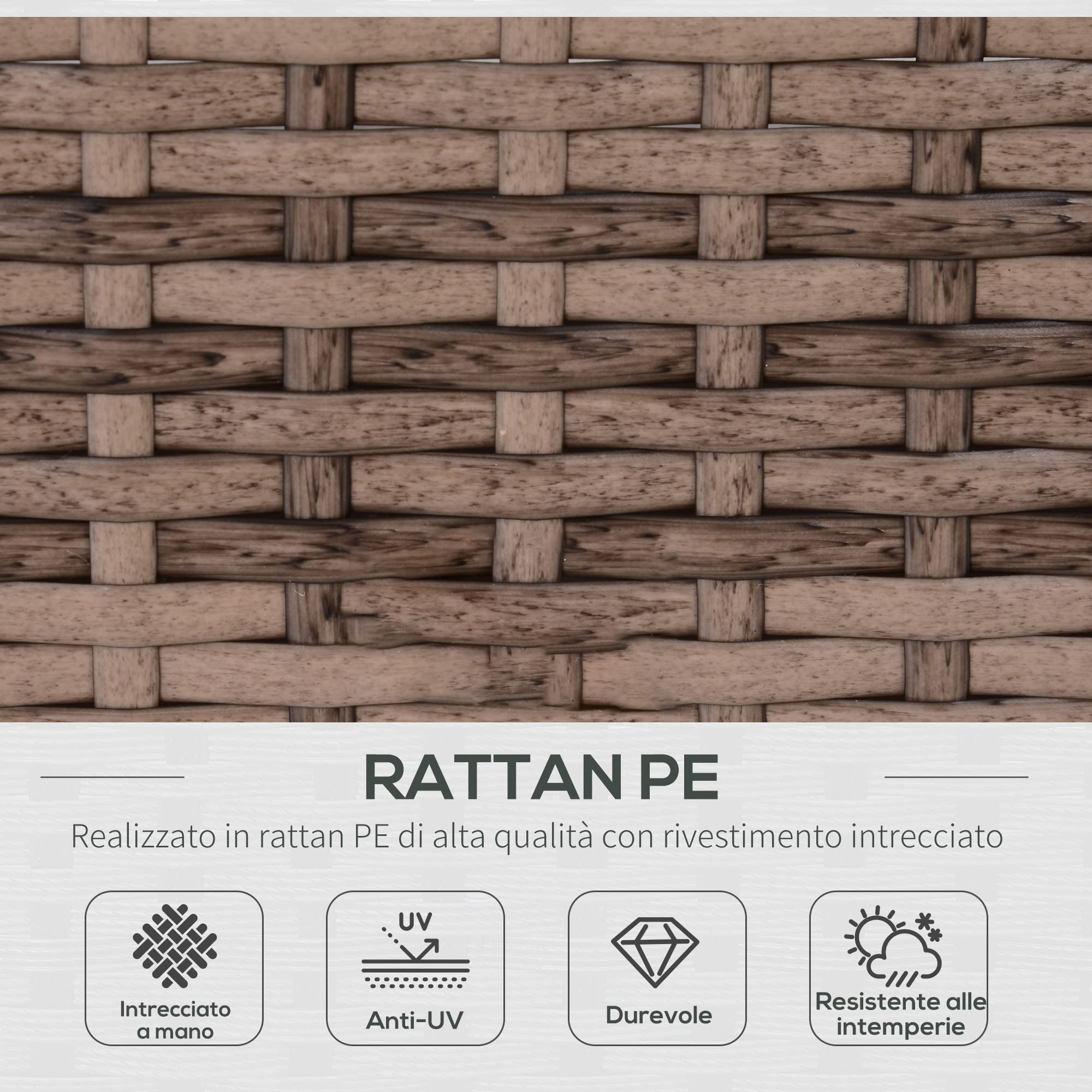 Outsunny Salotto da Giardino Esterno in Rattan da 7 Pezzi, Set di Mobili con Tavolino e Divano Modulabile con Cuscini, Grigio