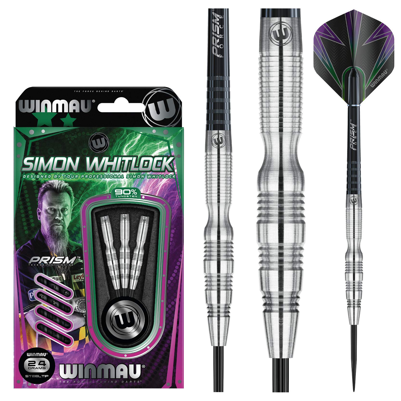 WINMAU Mosiężny zestaw rzutek Simon Whitlock ze stali stopowej 22 g lub 24 g