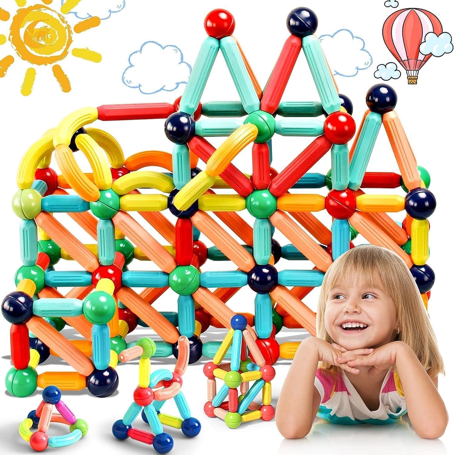 Sky Tech® Magnetic Sticks Building Blocks for Kids Toys for Girls Magnetic Toys for Boys Age 3 Year Old Educational Stem Learning Magnet Stick with Balls Game Set (84 Pcs Magnetic Sticks-Ball) (B0CTMXS722) Amazon Price History, Amazon Price Tracker