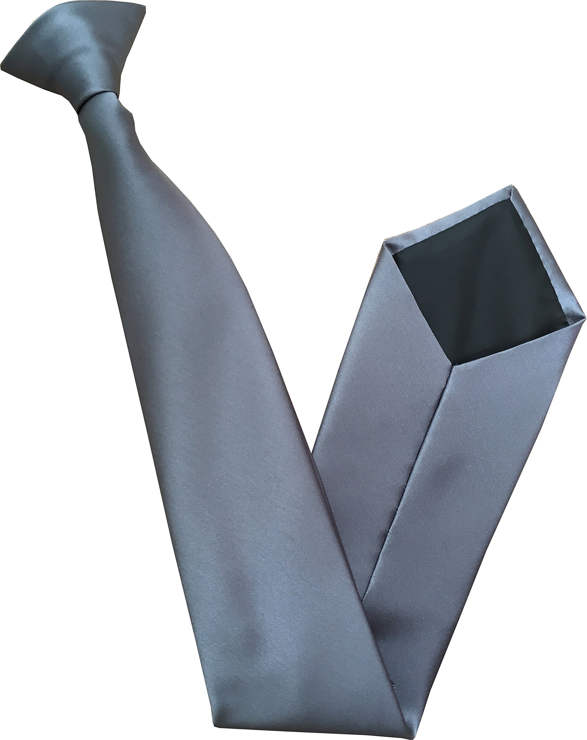 Great British Tie Club Men's Satin Clip On Ties, Slate Grey
