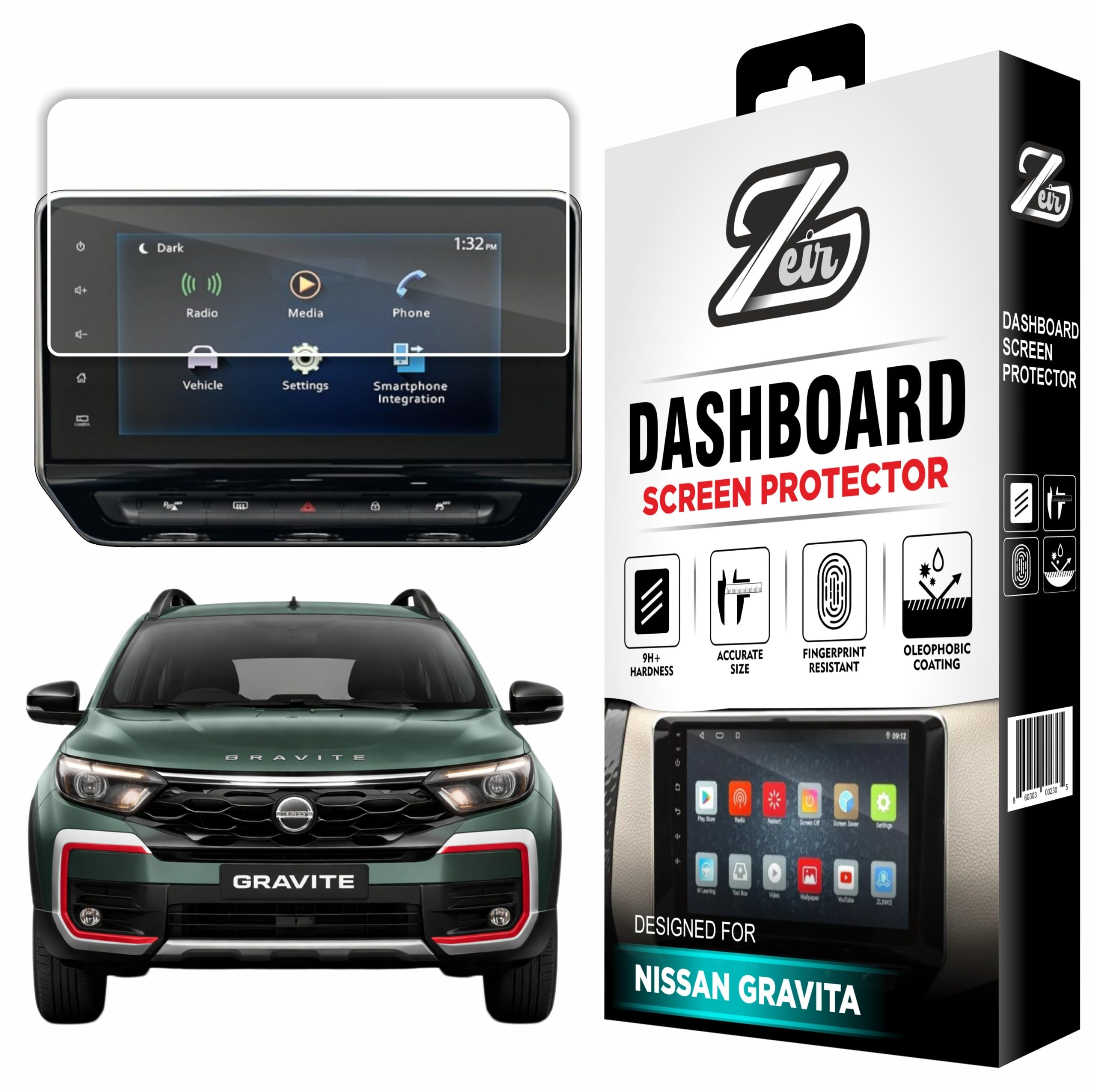 ZEIR Screen Protector For Nissan Gravite 2026 - 8 INCH INFOTAINMENT GUARD | NissanGravite Display Guard | 9H Hardness, Anti-Scratch & Water Resistant | HD Clarity Dashboard Touchscreen Accessory 2025+ [Not Tempered Glass]-image-8