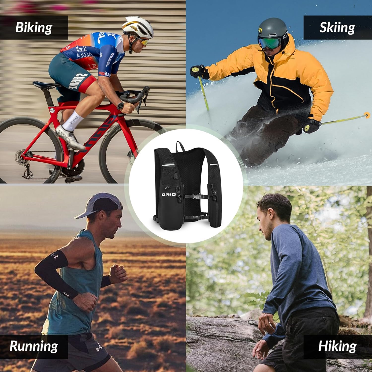 Running Vest for Women Men, Adjustable Chest Straps Running Hydration Vest with 1.5L Water Bladder, Lightweight Breathable Reflective Hydration Pack for Marathon, Trail, Hiking, Cycling - Image 6