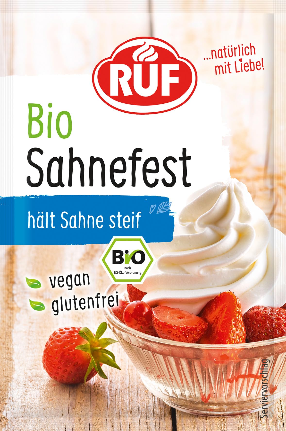 RUF Bio Sahnefest, Sahnestand in Bio Qualität, für Kuchen, Torten, Waffeln, Windbeutel, Sahnesteif, glutenfrei & vegan, 4 x 8g