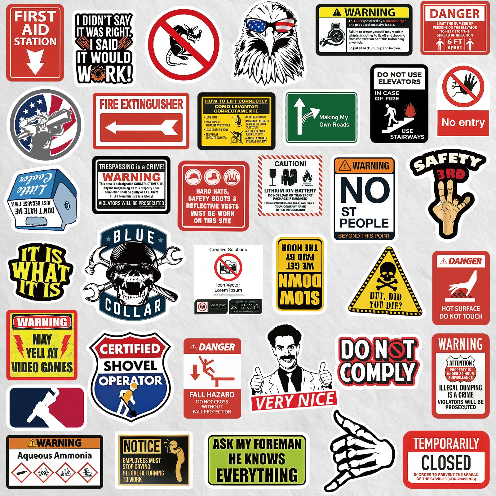 160Pcs Funny Blue Collar Hard Hat Stickers for Adults/Men - Hardhat Gifts Accessories for Construction, Welding, Electrician, Mechanic - Fit Welding, Tool Box, Helmet, Water Bottles