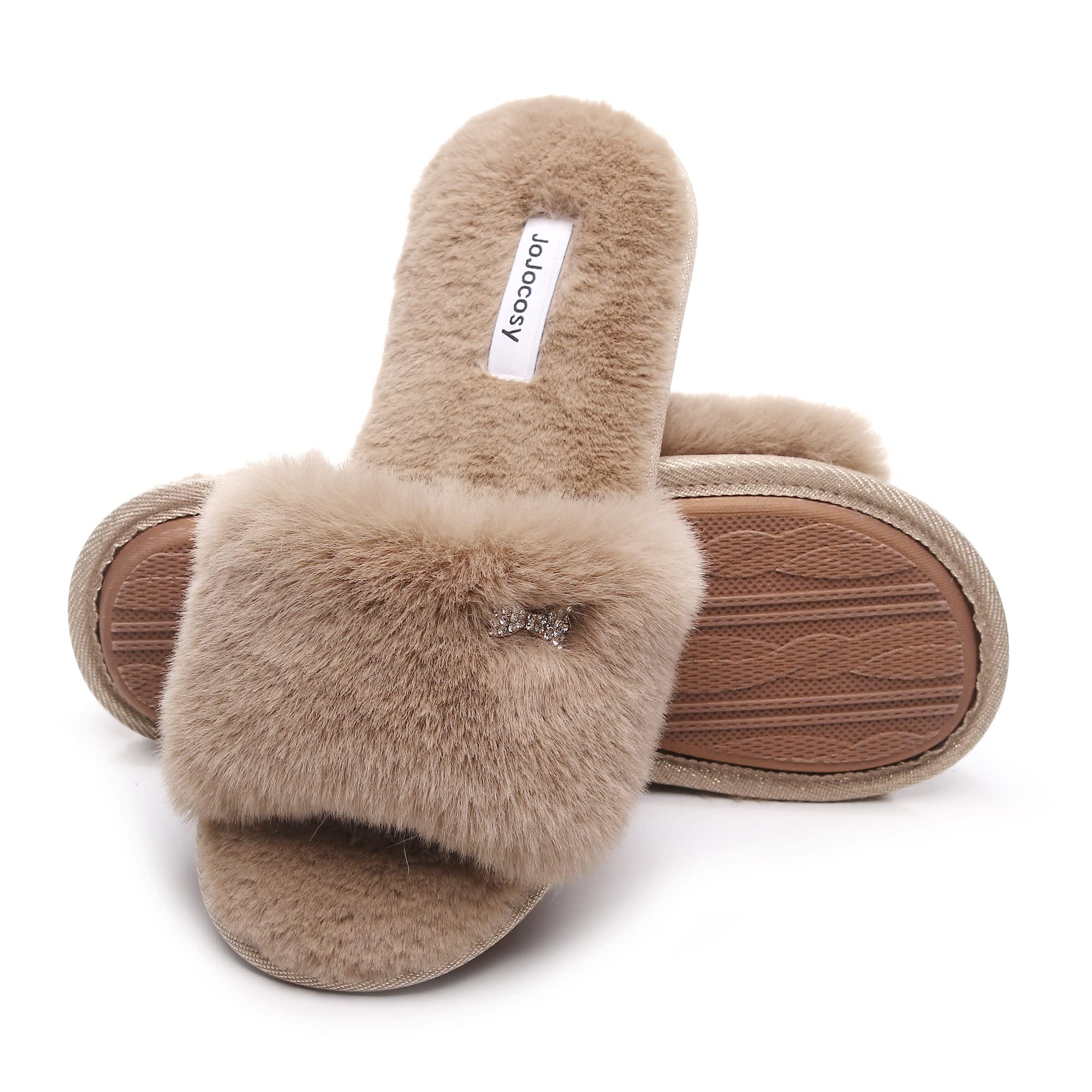 JOJOCOSY Rabbit Model Lady’s Comfortable Fuzzy Memory Foam Scuff Women’s Fashion Plush Peep-Toe Relaxing Indoor Slippers