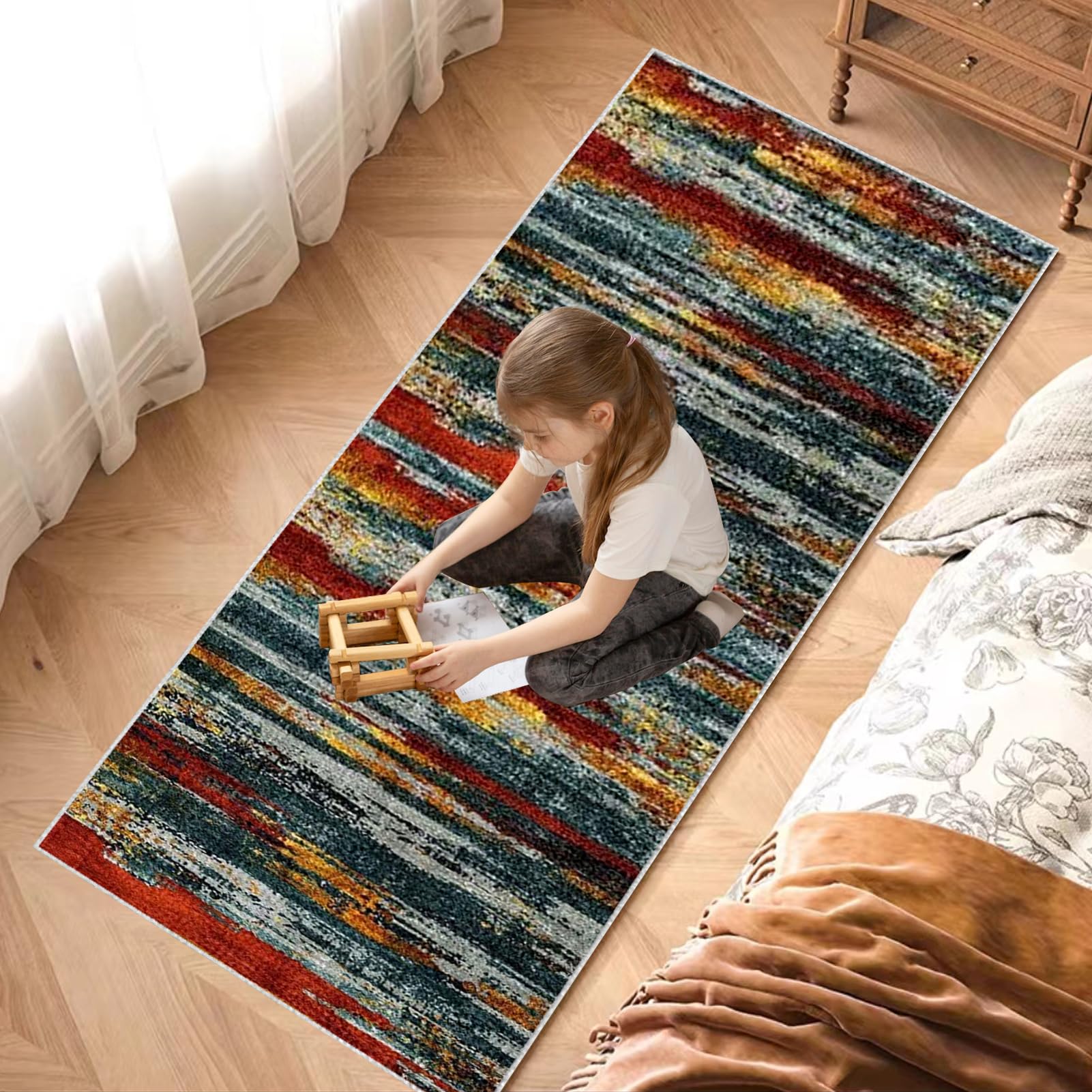 Bieżnik dywanowy na korytarz, antypoślizgowy, długi, 110 x 300 cm, chodnik wejściowy, do przedpokoju, zmywalny, z niskim runem, do przedpokoju, wytrzymały dywan podłogowy, chłonny, do kuchni, sypialni