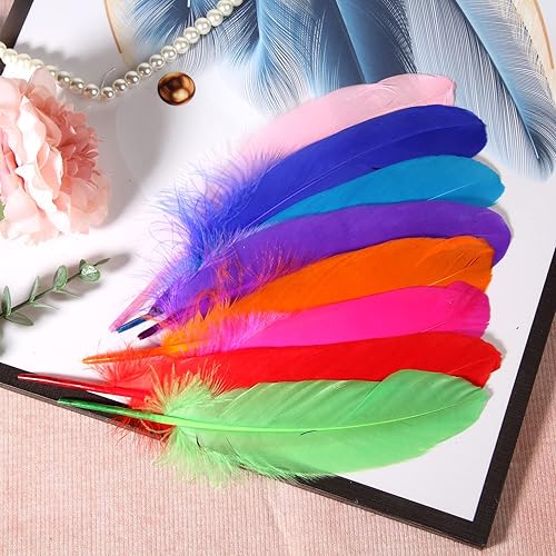 Miniatura 7 de THARAHT 120 plumas de ganso de colores mixtos naturales a granel de 6 a 8 pulgadas, 15 a 7.9in para manualidades, bricolaje, cosplay, boda, fiesta,