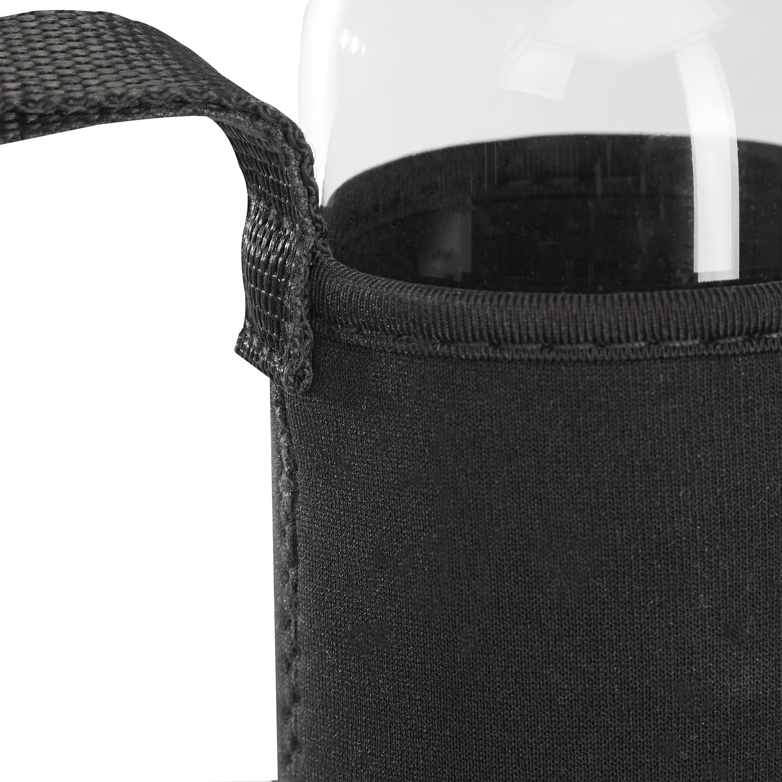 Relaxdays Gourde en Verre, Lot de 6, 500 ML, Bouteille, Bouchon Bambou, Housse, Verre Borosilicate, Transparent/Noir