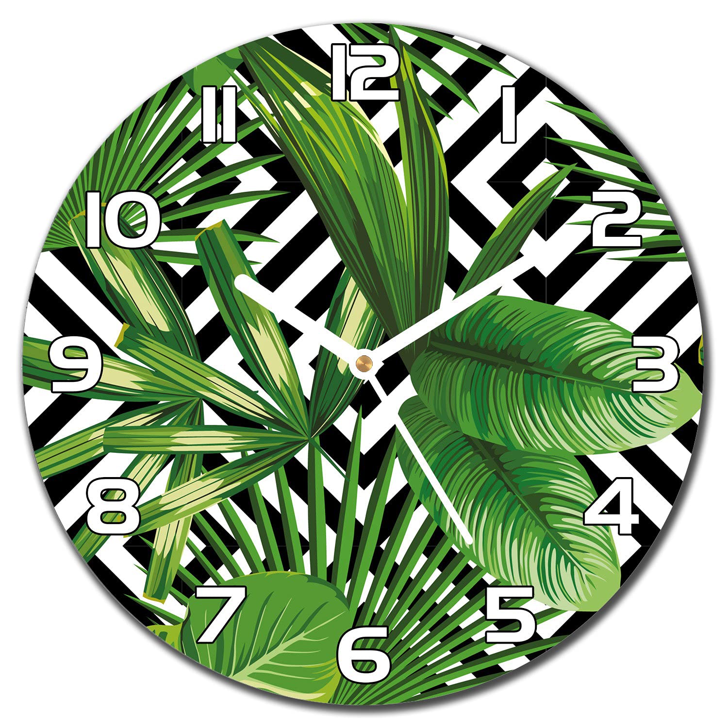 Horloge en Verre Géométrique Salon et Cuisine Design Nature avec Aiguilles Blanches 30cm