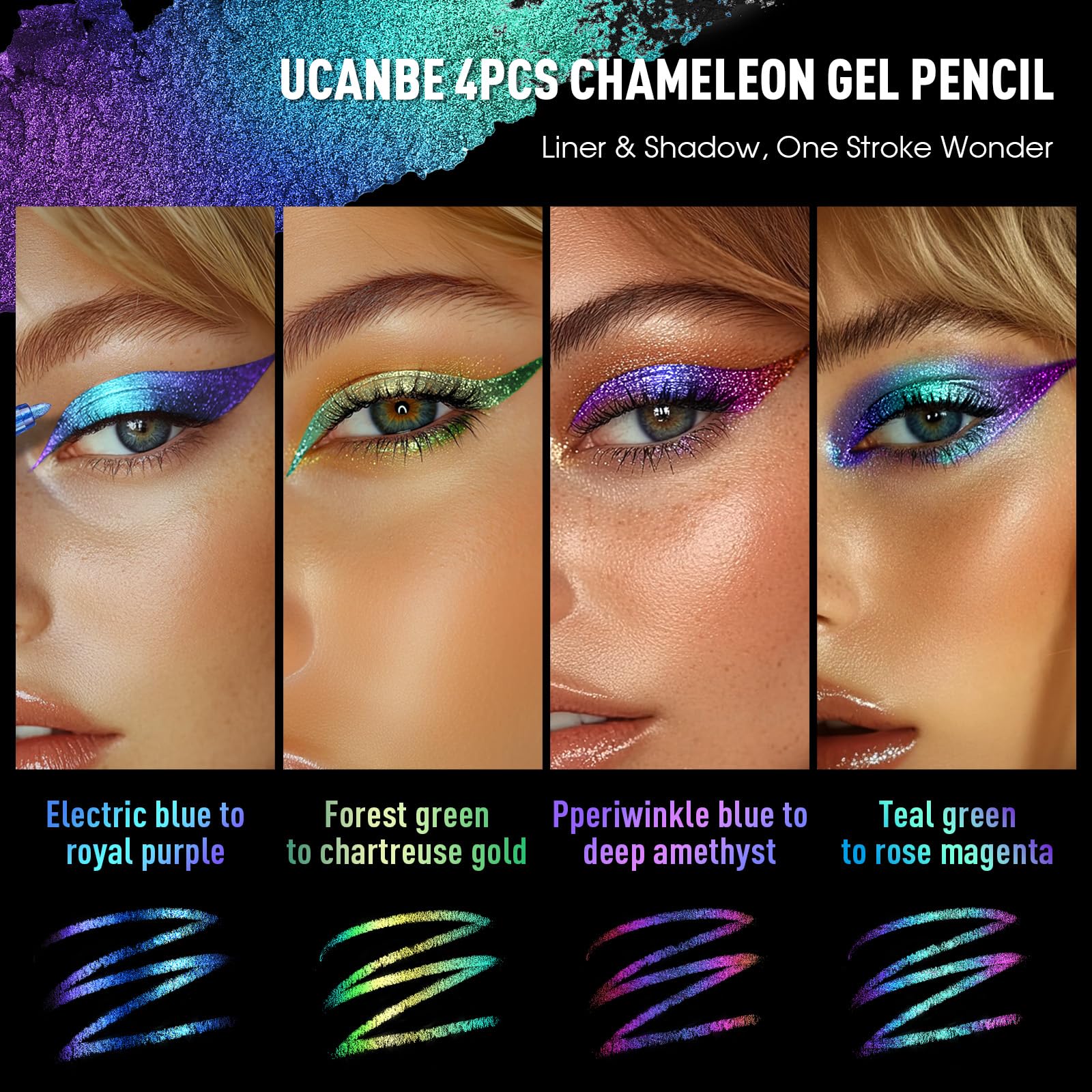 UCANBE 4PCS Chameleon Eyeshadow & Eyliner Gel Pencil Set - Image 3
