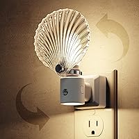 Vista 1 de L LOHAS LED Night Light, Night Lights Plug into Wall, Shell Style Glass Nightlight Rotating, Dimmable Nightlights Plug in with Light Sensor, Soft