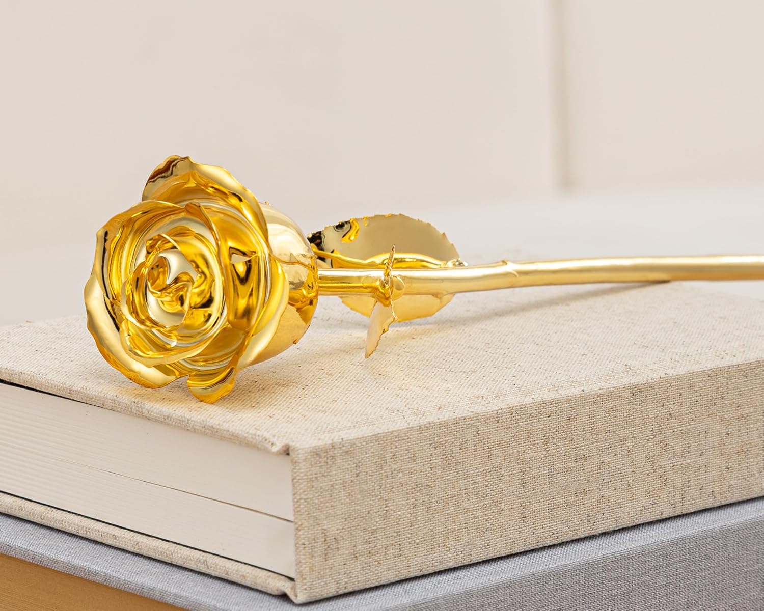 Mikasol Real 24K Gold Dipped Realistic Rose – Timeless Lifelike Bloom with Heart Puzzle Base – Romantic Gold Flower Gift for Her, Wife, Girlfriend, Mom – Birthday, Anniversary, Mother’s Day - Image 3