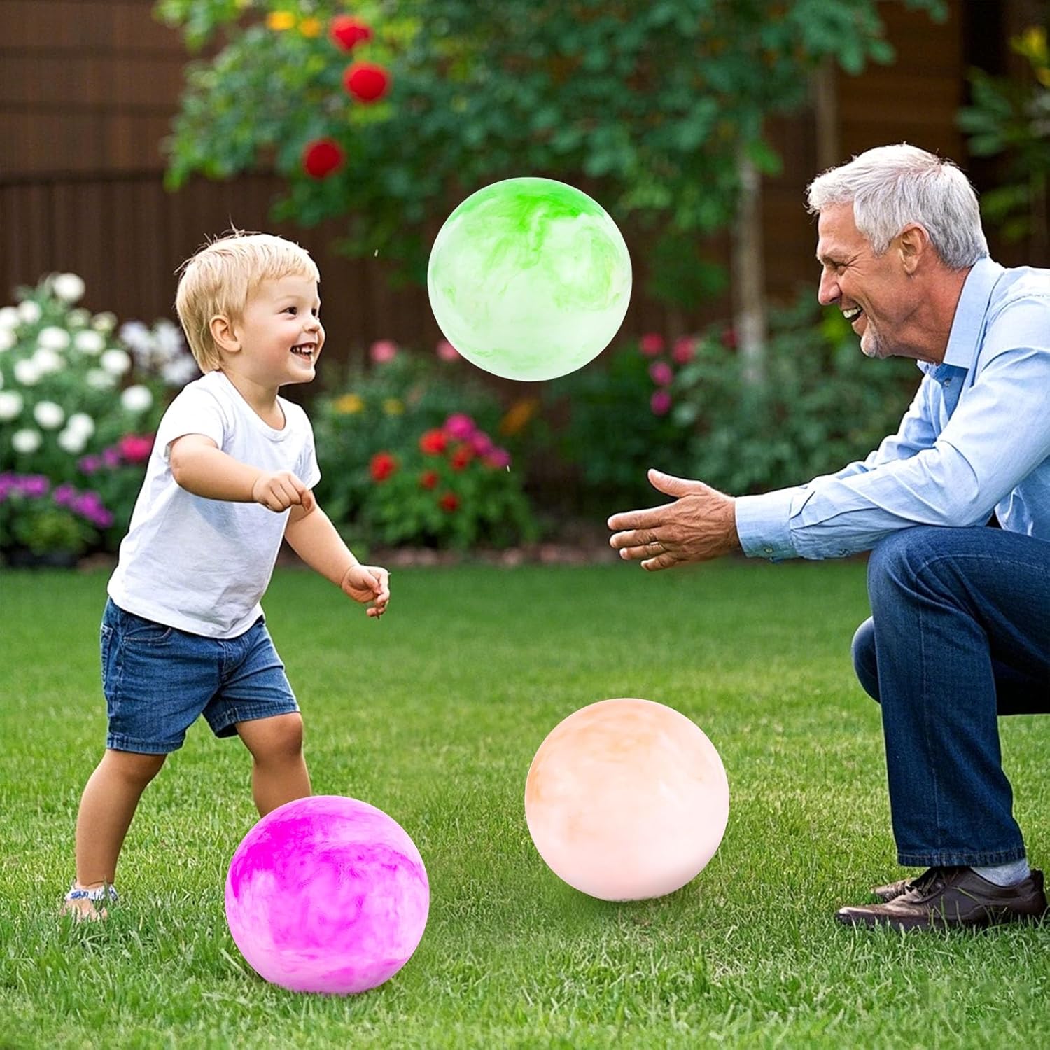 3 otters 6PCS Playground Balls, 8.5 Inche Inflatable Bouncy Balls with Pump, Kickball DodgeBalls, for Kids Indoor Outdoor Plays, Sports