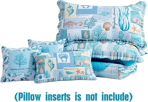 Miniatura 7 de HZ & HY Coastal - Colcha extragrande extragrande de 138 x 122 pulgadas, extra ancha, ropa de cama ligera para playa, colcha náutica, costuras