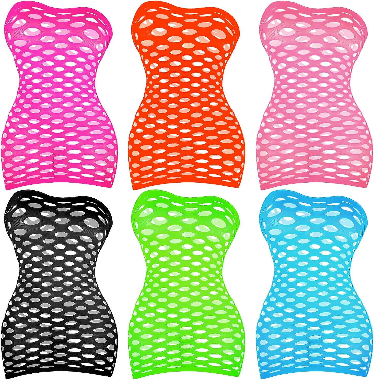 Geyoga 6 Pieces Womens Strapless Bodysuit Halloween Strapless Lingerie Striped Dress for Women Chemise, One Size Fits Most