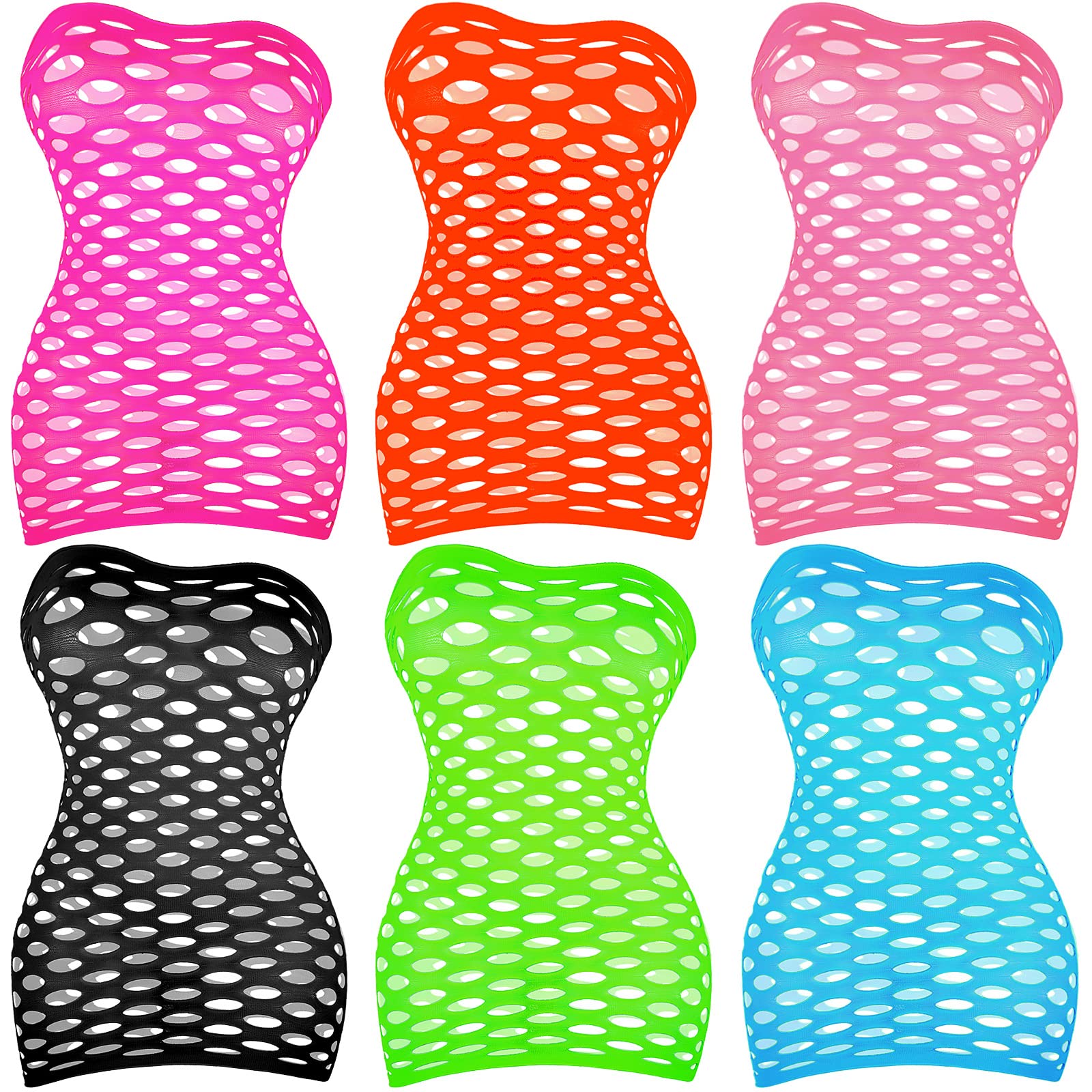 Pack of 6 Women's Off Shoulder Bodysuit Halloween Lingerie Strapless Striped Dress for Women Chemise One Size-image-23