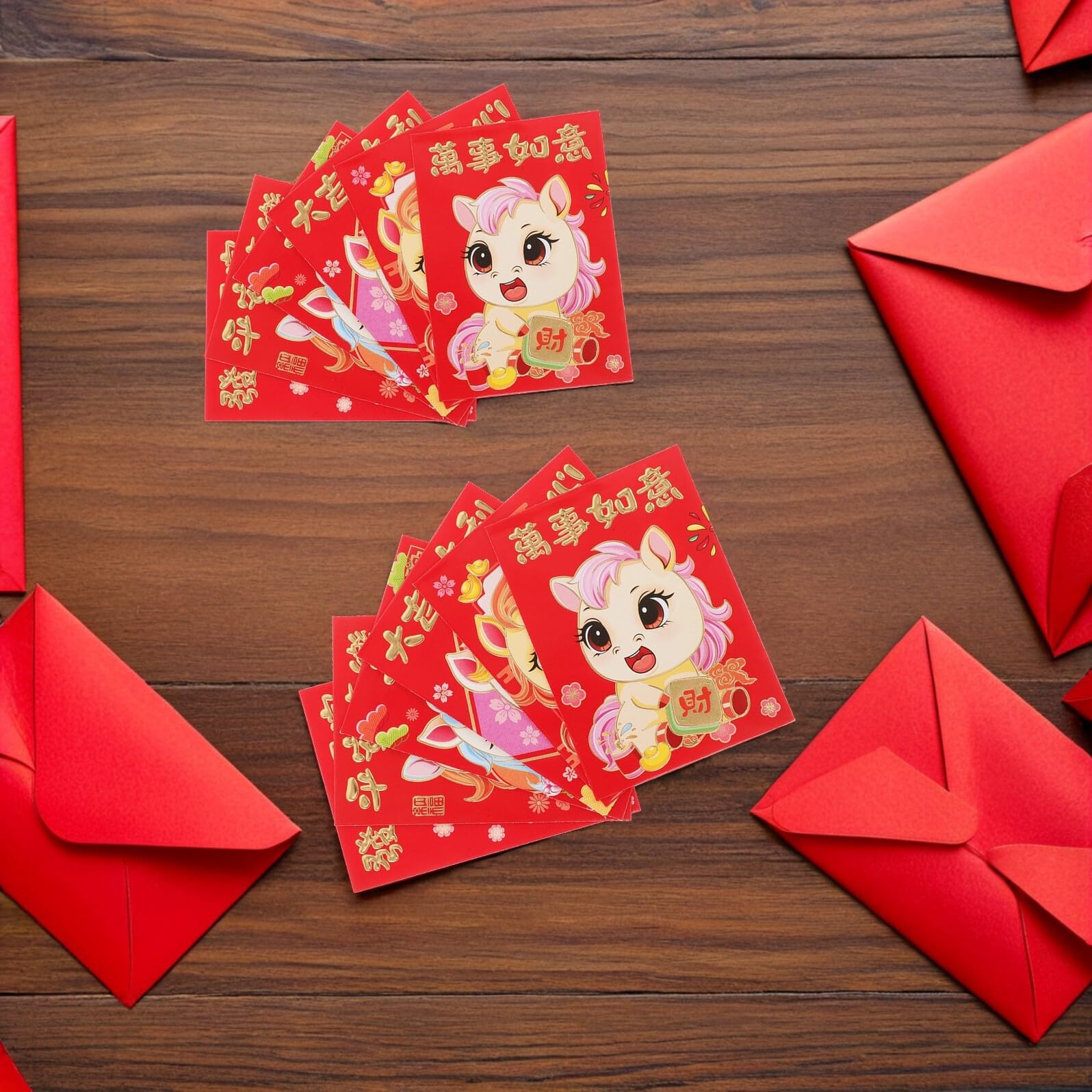 Sobres Chinos Rojos 2026 Año del Caballo, Papel, 300 Piezas