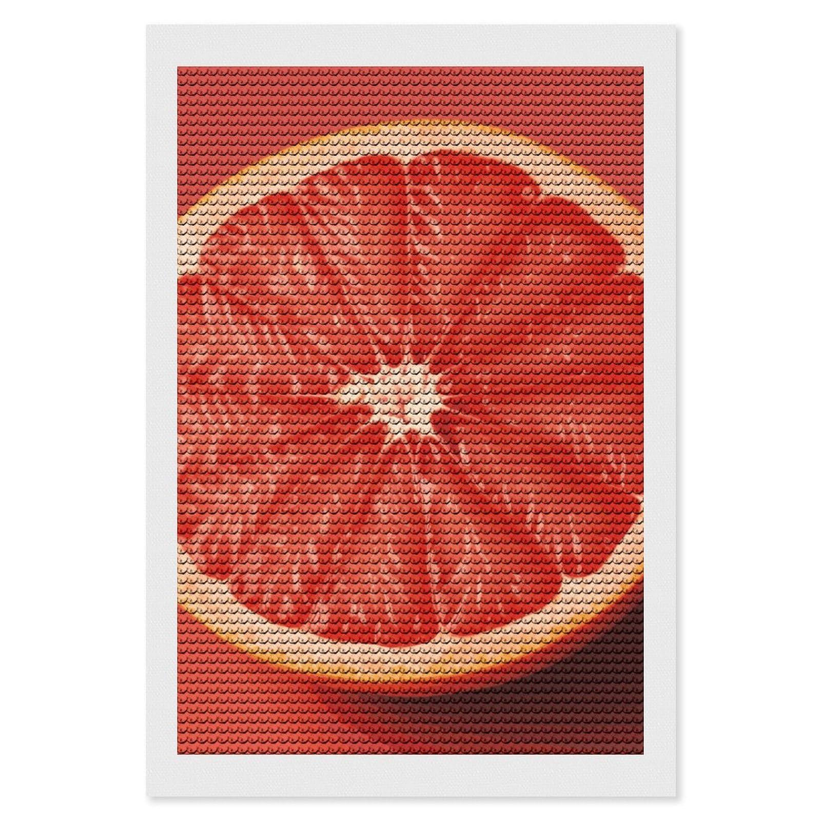 DWVTSLH Pink Ripe Grapefruit Slice Diamond Painting Kits for Adults, Personalized Diamond Photo Art Full Drill, DIY 5D Diamond Art Painting Kits for Beginners, Home Wall Decor 8"x12"