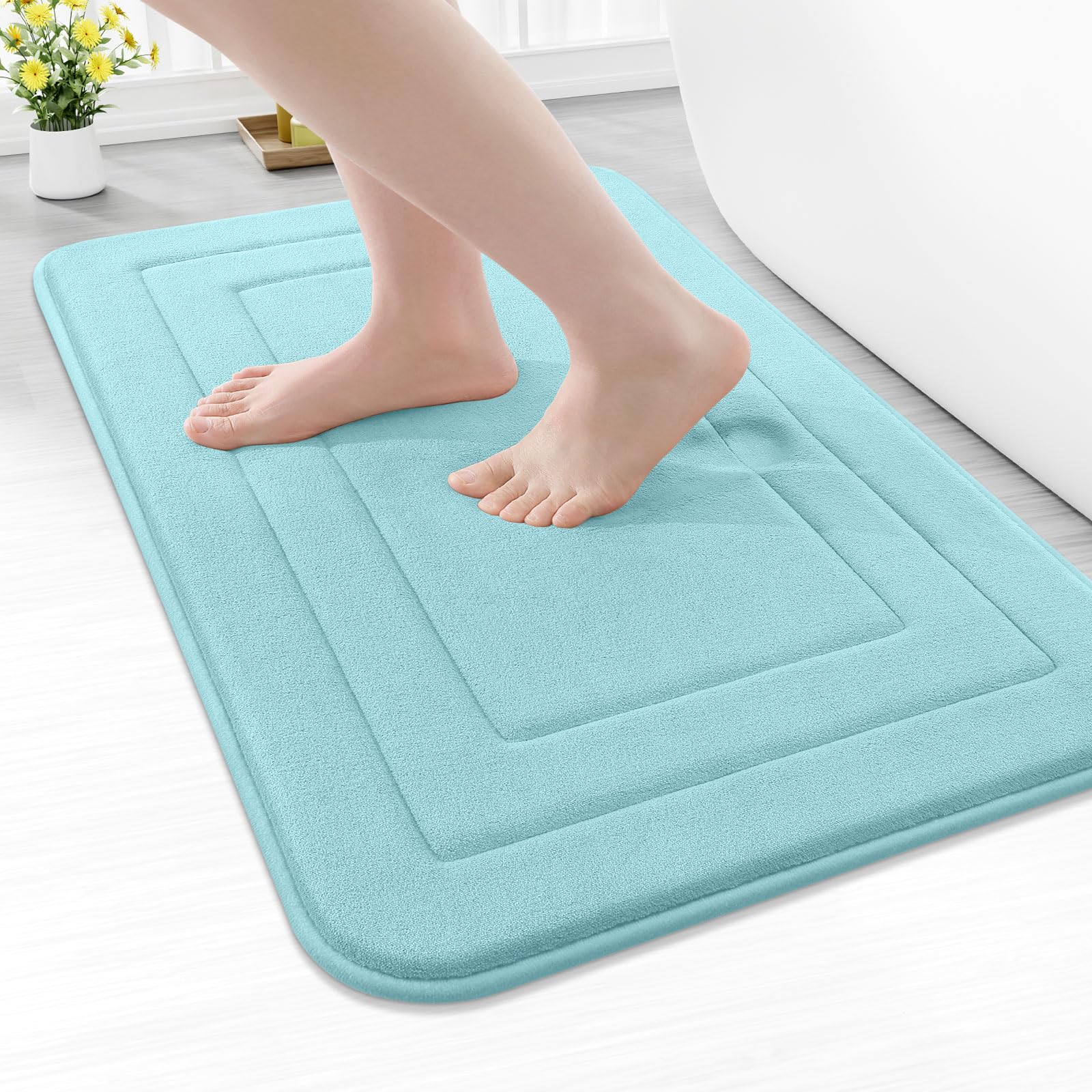 Arotive Memory Foam Bathroom Rug Mat 24x16, Ultra Soft and Absorbent Bath Mat, Machine Wash Dry, Comfortable Bath Rug Carpet for Bathroom Floor, Tub