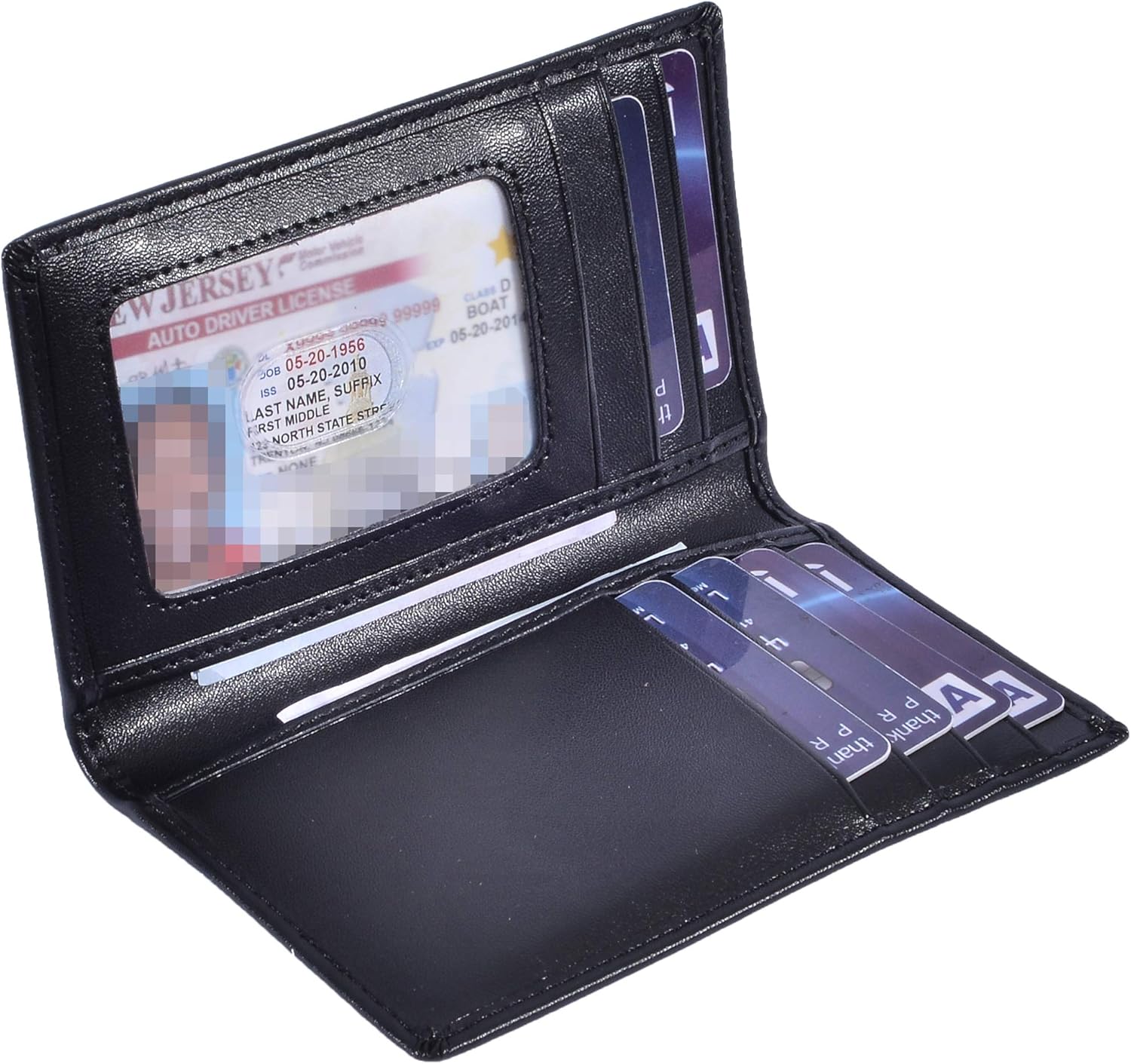 Slim Thin ID/Credit Card Holder RFID Genuine Leather Bifold Front Pocket Wallet - Image 2