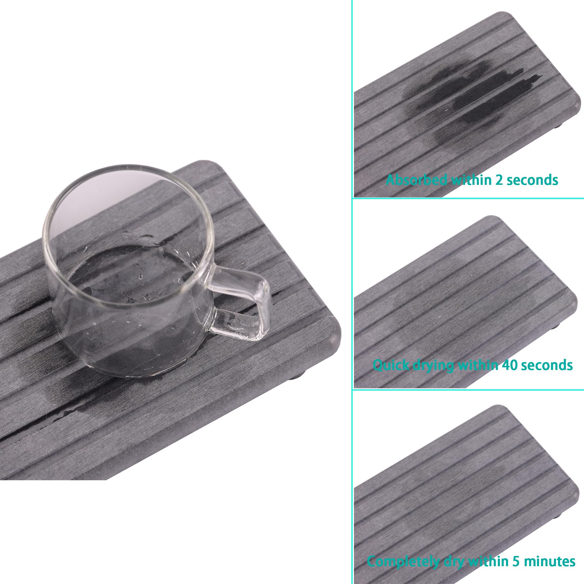 NiuYichee 2 PCS Water Absorbent Diatomite Coasters with Grooves(12 x 4 inches) - Image 4
