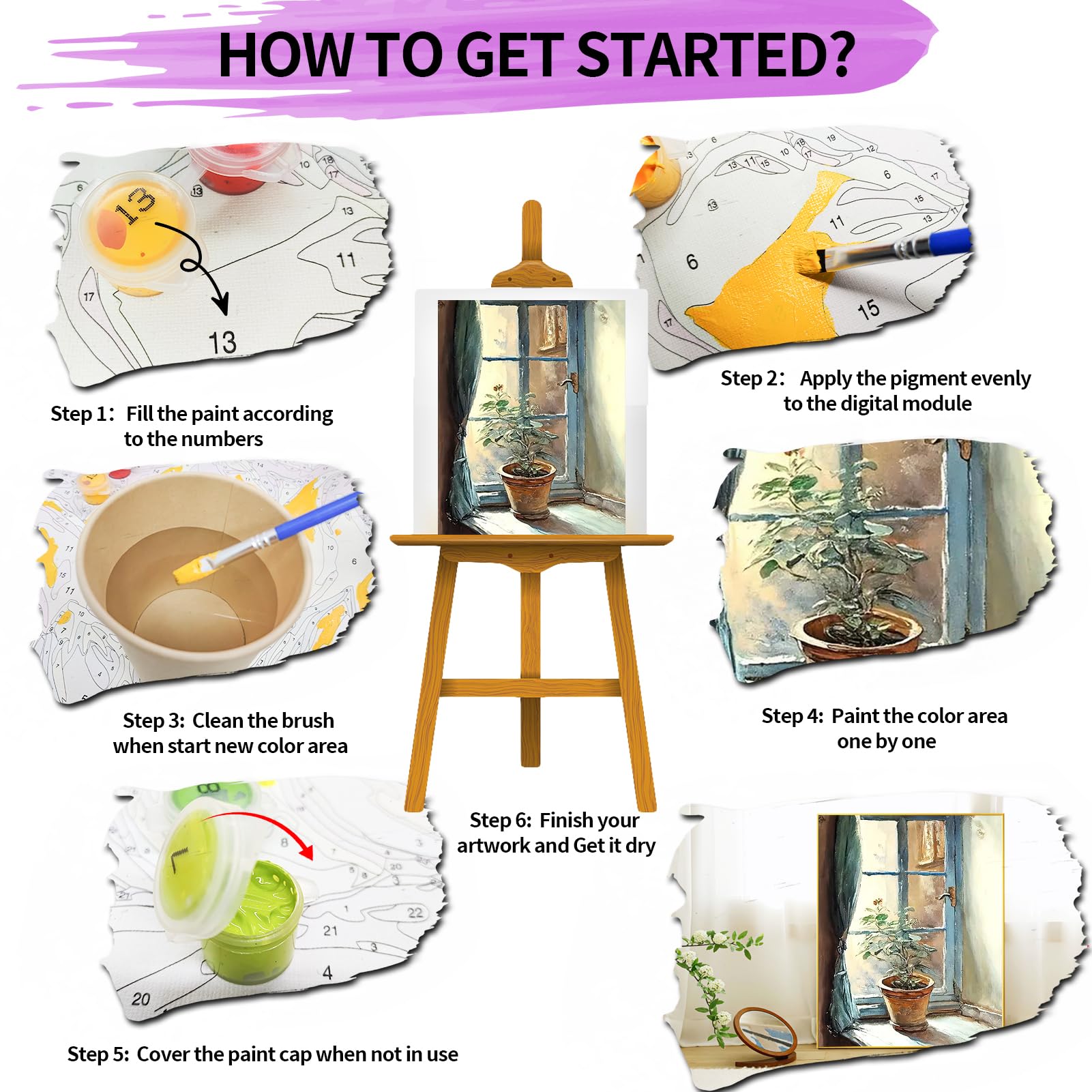 YALKIN Paint by Numbers Kits for Adults Painting by Number Kits On Canvas,Without Frame DIY Color Oil Painting Acrylic Paints,Home Wall Decor 16x20in/40x50cm - Image 6