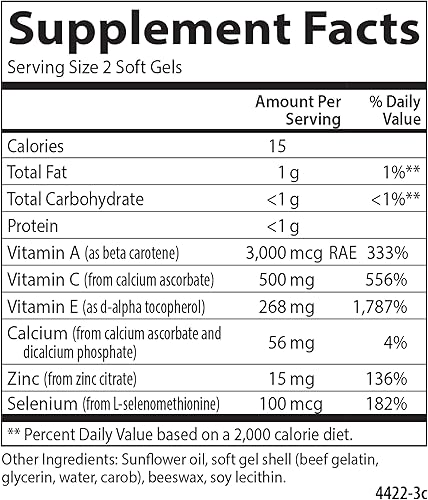 Miniatura 9 de Carlson - ACES + Zn, vitaminas A, C, E + selenio y zinc, salud celular y apoyo inmunológico, antioxidante, 180 cápsulas blandas