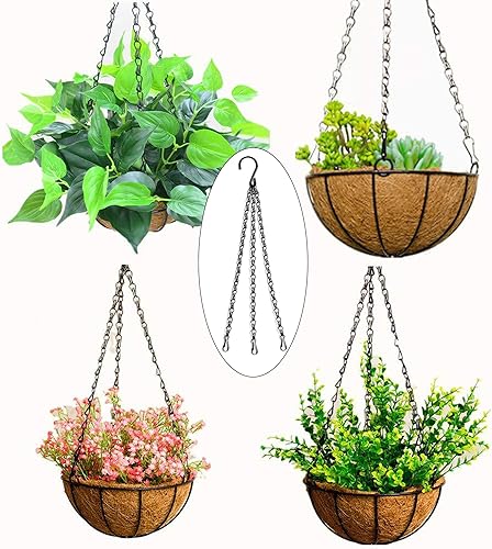Miniatura 5 de PCTC Paquete de 3 cadenas colgantes de 18 pulgadas, soporte para plantas colgantes, cadenas de cesta de macetas de 3 puntos de repuesto para