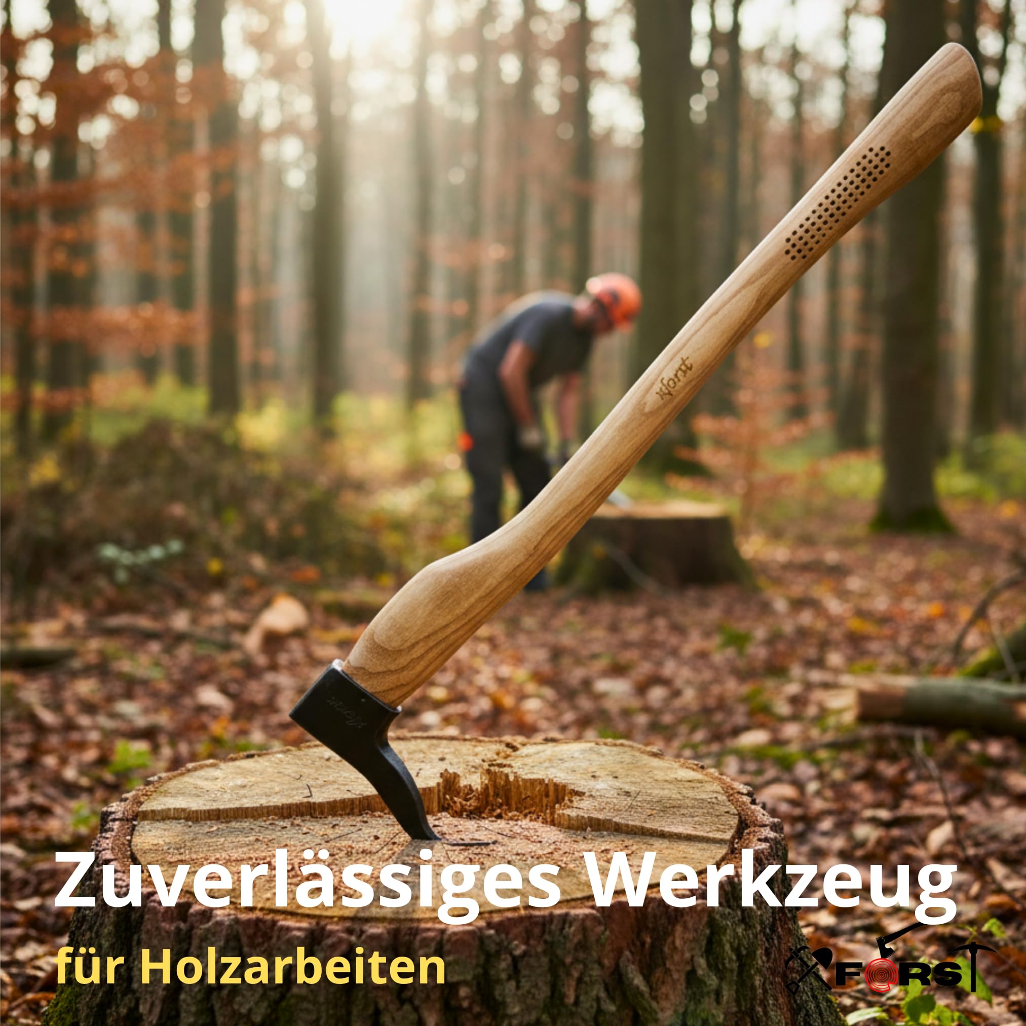 Xforst Sapie à Main Manche Frêne 70 cm Bûcheron – Sappie Forestier Bois Naturel, Tête 600 g Acier Carbone Forgé à Pointe Trempée pour Bûches, Troncs & Bois de Chauffage – X-Pi500L
